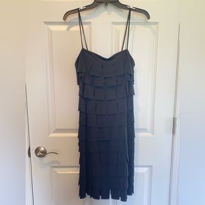 JS Collections Black Fringe Knee-Length Spaghetti Strap Cocktail Dress Size 6